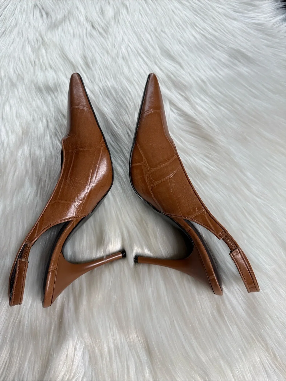 Steve Madden Brown Croc Embossed Andromeda Slingback Pumps